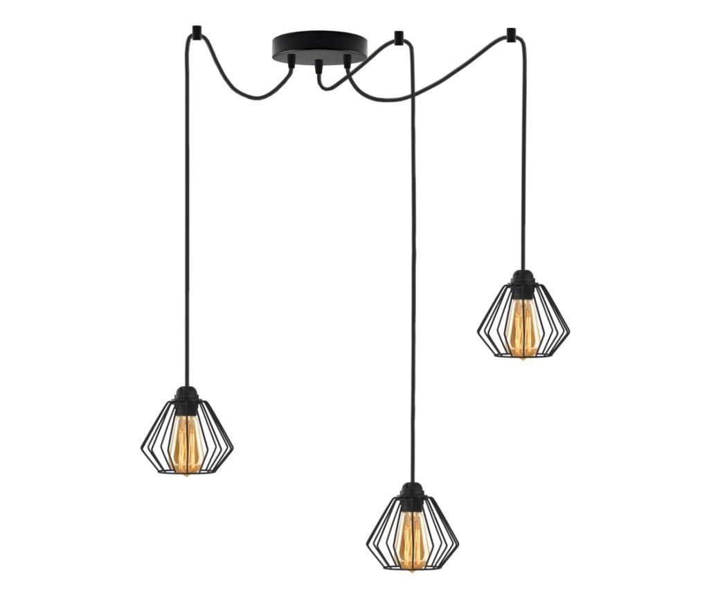 DIORO L3 viseča svetilka s trojno pajkovo osnovo - črn okvir s črnimi senčili - LOFT
