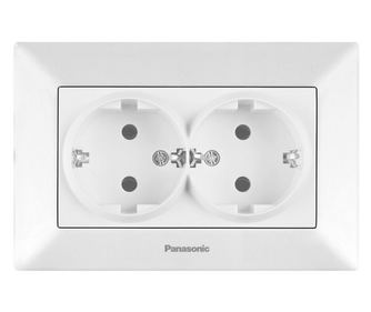 Priza dubla cu impamantare Arkedia Panasonic, ST, alba