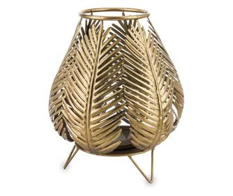 Felinar metalic pe picioare, auriu antichizat, 35x27x27 cm