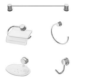 Set 5 accesorii baie Feridras Key B, metal cromat si ABS