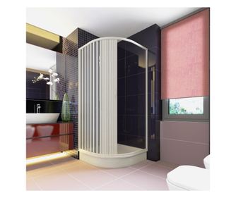 Cabina dus semirotunda Giove 80AL, usa armonica, fara cadita, material PVC, 80x80cm