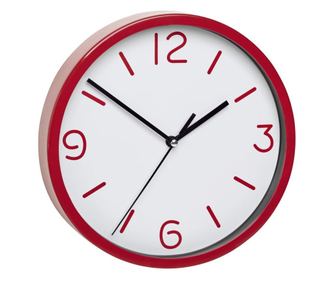 Ceas analog silentios de perete, cu capac din sticla, cifre mari, rosu, TFA 60.3033.05