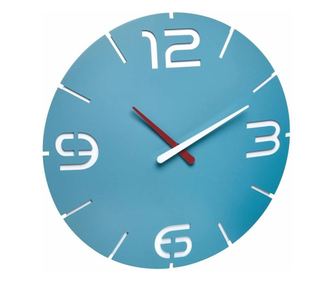 Šareni zidni sat, analogni, dizajnerski model CONTOUR, plavi, TFA 60.3047.14