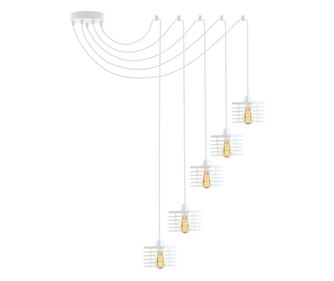 Висяща лампа Spider с 5 светлини Loft GALO L5, бяла рамка - бял абажур