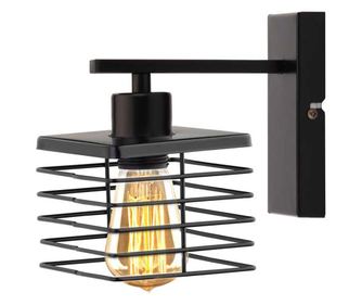 Crna zidna svjetiljka u stilu potkrovlja za spavaću sobu GALATI