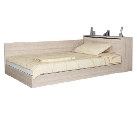 Pat cu lada de depozitare Sani, Stejar sonoma, inclusa si Saltea 120/190 cm