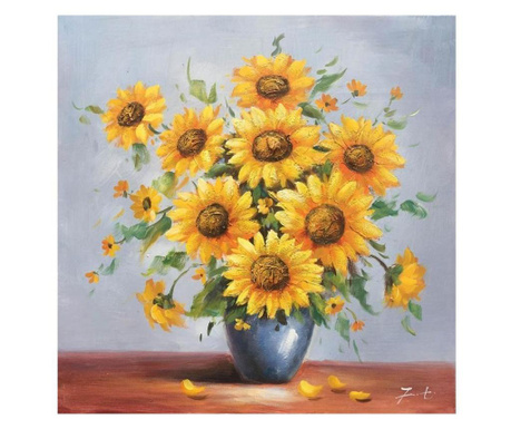 Маслена картина "Ваза със слънчогледи"