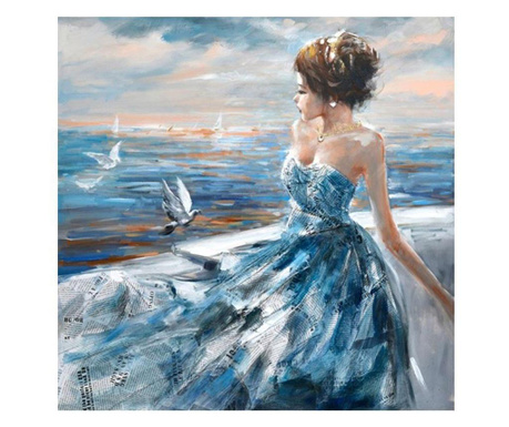 Маслена картина "Жена в синя рокля"