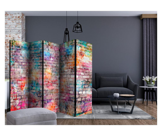 Paravan u 5 dijelova Artgeist - Colourful Brick II [Room Dividers] - 225 x 172 cm