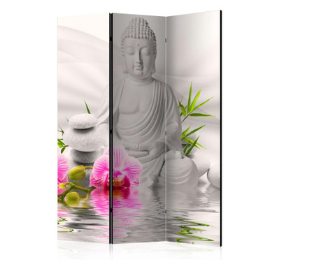 Paravan u 3 dijela Artgeist - Buddha and Orchids [Room Dividers] - 135 x 172 cm