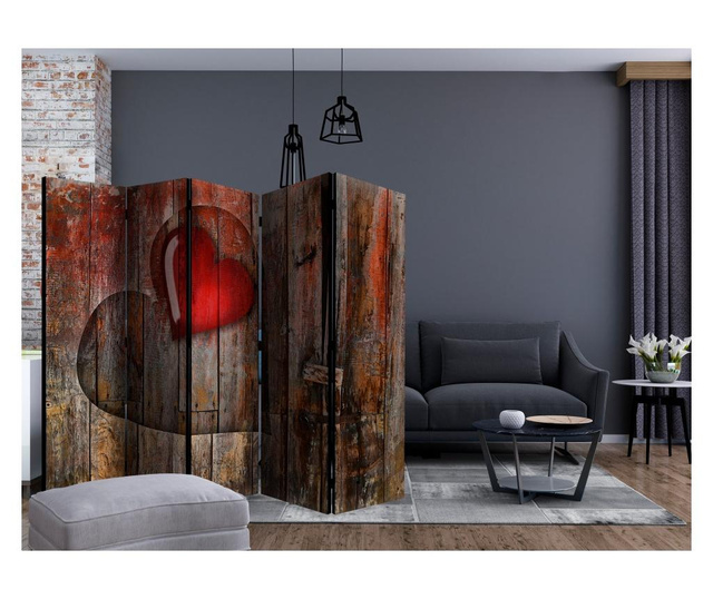 Параван Artgeist - Heart on wooden background II [Room Dividers] - 225 x 172 см