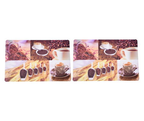Set suport farfurie pentru servirea mesei, Pufo Coffee Time, 2 bucati, 43 x 28 cm
