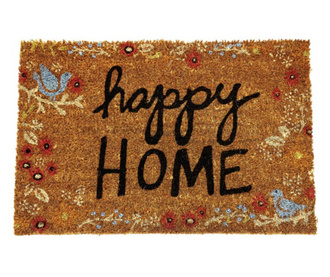 Входно килимче Pufo със забавно послание, Happy Home, 60 x 40 cm, кафяво