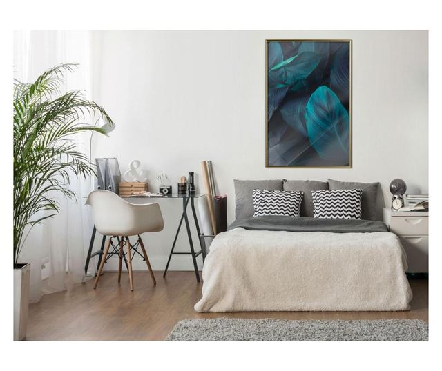 Tablou poster artgeist, evergreen leaves, rama aurie  30x45 cm