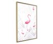 Tablou poster artgeist, flamingos and triangles, rama aurie  20x30 cm