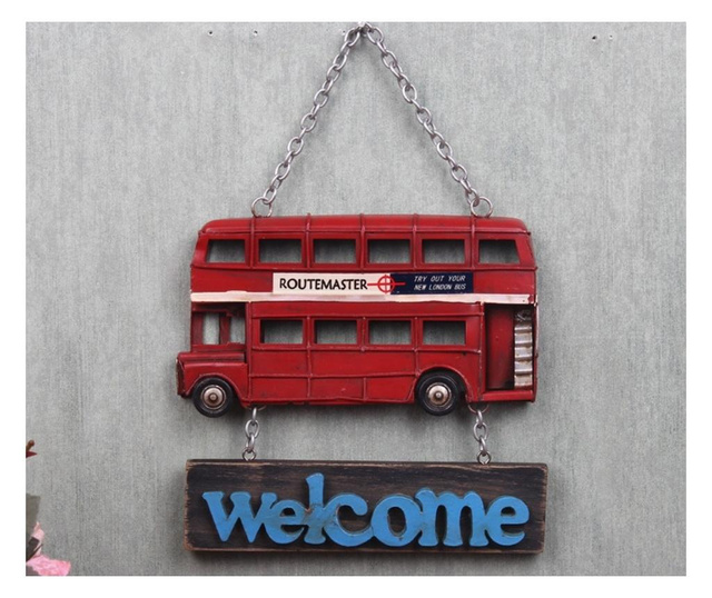 Decoratiune metal perete, london bus 23x17x2 cm