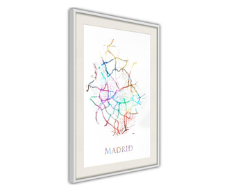 Tablou poster artgeist, city map: madrid (colour), rama alba tip passe-partout  20x30 cm