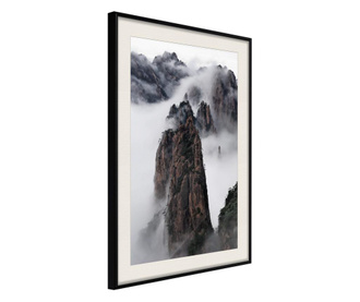 Tablou poster artgeist, clouds pierced by mountain peaks, rama neagra tip passe-partout  30x45 cm