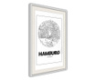 Tablou poster artgeist, city map: hamburg (round), rama alba tip passe-partout  40x60 cm