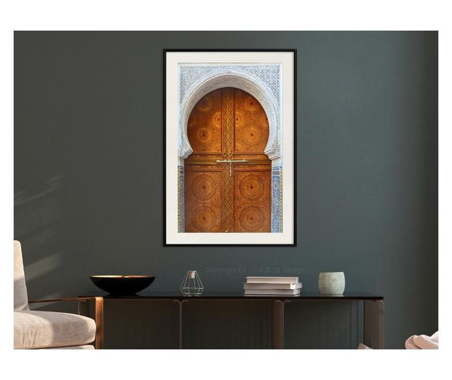 Tablou poster artgeist, closed passage (brown), rama neagra tip passe-partout  30x45 cm