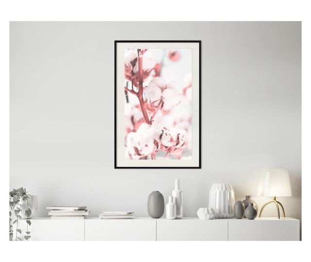 Tablou poster artgeist, cotton flowers, rama neagra tip passe-partout  30x45 cm