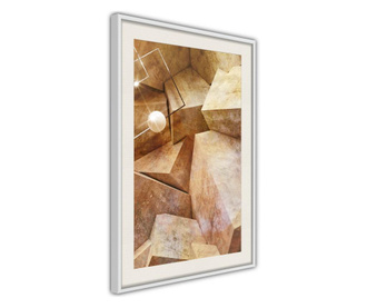 Tablou poster artgeist, cubic rocks, rama alba tip passe-partout  20x30 cm