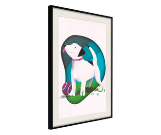Tablou poster artgeist, dog's dream, rama neagra tip passe-partout  20x30 cm