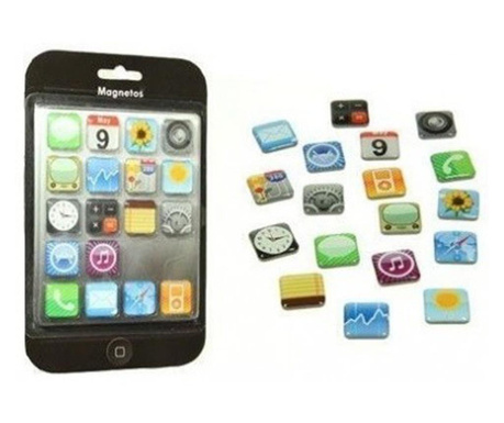 Set 18 magneti de frigider model aplicatii iphone, multicolor