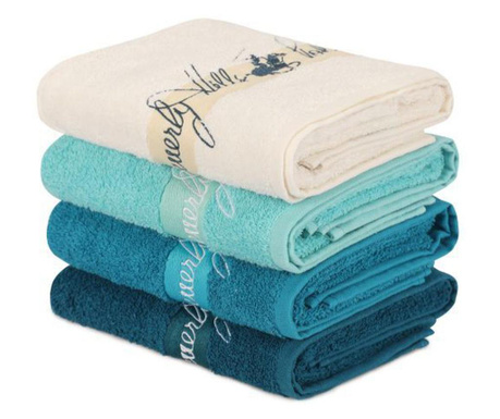 Комплект 4 кърпи за баня Beverly Hills Polo Club, памук, 450...