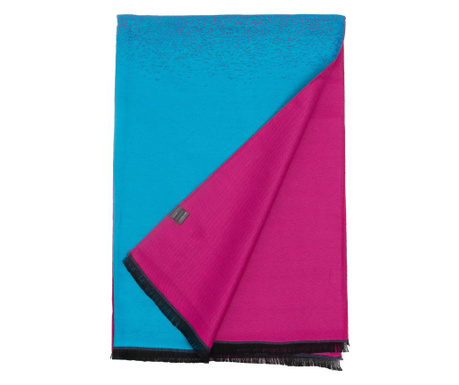Eșarfă degradé roz/albastru, casmir, 200x70 cm