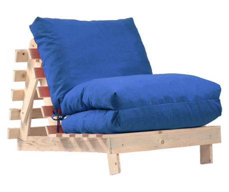 Фотьойл pufrelax, fubsy wood, bombay blue denim - разтегателен шезлонг, дърво, текстил  57x88x73
