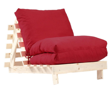 Фотьойл pufrelax, fubsy wood, bombay raspberry red - разтегателен шезлонг, дърво, текстил  57x88x78