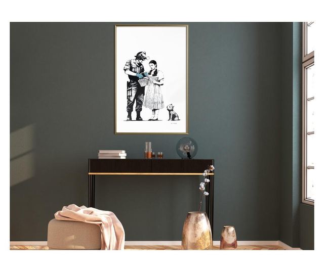 Tablou poster Artgeist, Banksy: Stop and Search , Rama aurie, 40 x 60 cm