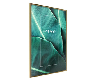 Tablou poster Artgeist, Banana Leaves with a Message (Green), Rama aurie, 40 x 60 cm