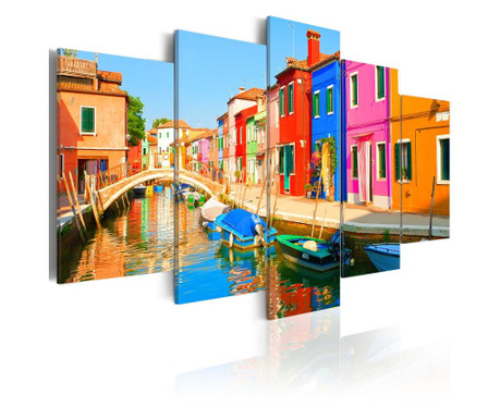 Slika Artgeist - Waterfront in rainbow colors - 200 x 100 cm