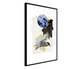 Tablou poster Artgeist, Abstraction with a Tern, Rama neagra, 30 x 45 cm