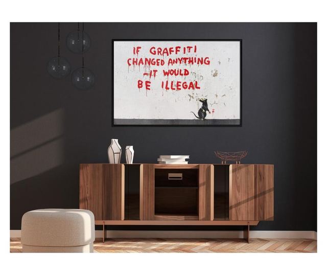 Tablou poster Artgeist, Banksy: If Graffiti Changed Anything, Rama neagra, 45 x 30 cm