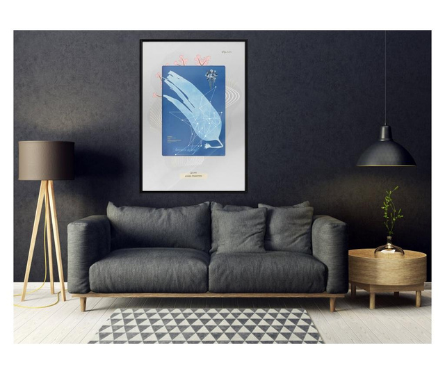 Tablou poster Artgeist, Alga Cyanotype, Rama neagra, 20 x 30 cm