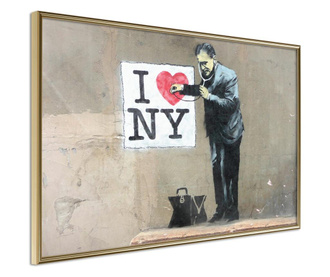 Tablou poster Artgeist, Banksy: I Heart NY, Rama aurie, 30 x 20 cm