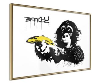 Tablou poster Artgeist, Banksy: Banana Gun II, Rama aurie, 30 x 20 cm