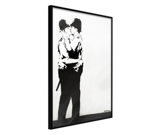 Tablou poster Artgeist, Banksy: Kissing Coppers II, Rama neagra, 20 x 30 cm