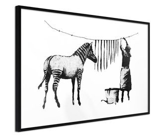 Tablou poster Artgeist, Banksy: Washing Zebra Stripes, Rama neagra, 30 x 20 cm