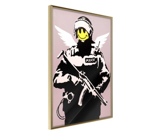 Tablou poster Artgeist, Banksy: Flying Copper, Rama aurie, 40 x 60 cm