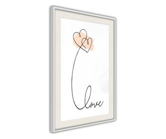 Tablou poster Artgeist, Love Balloon, Rama alba tip passe-partout, 40 x 60 cm