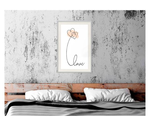 Tablou poster Artgeist, Love Balloon, Rama alba tip passe-partout, 40 x 60 cm