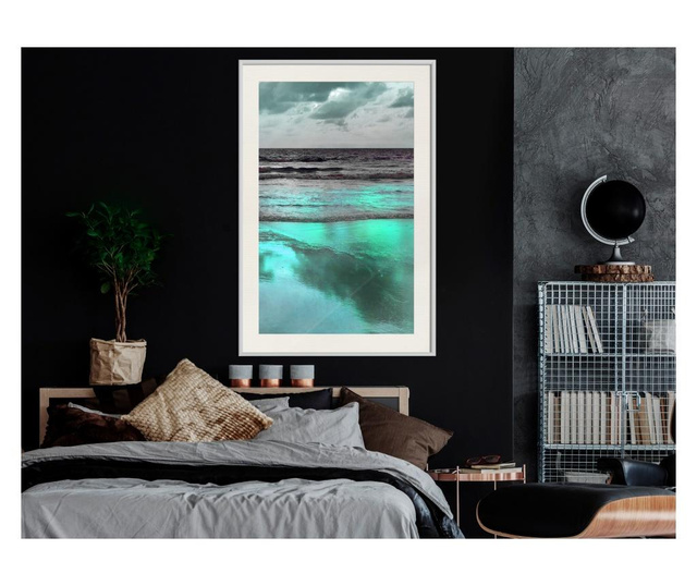 Tablou poster Artgeist, Iridescent Sea, Rama alba tip passe-partout, 40 x 60 cm