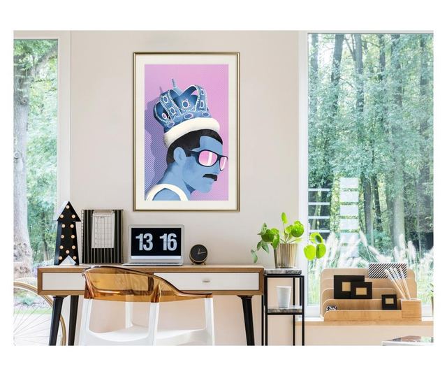 Tablou poster Artgeist, King of Music, Rama aurie tip passe-partout, 30 x 45 cm