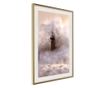 Tablou poster Artgeist, Lighthouse During a Storm, Rama aurie tip passe-partout, 30 x 45 cm