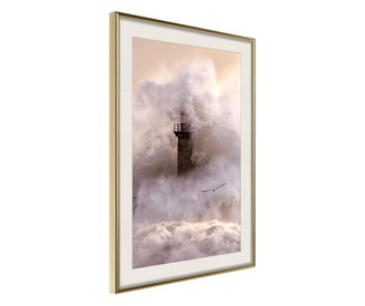 Tablou poster Artgeist, Lighthouse During a Storm, Rama aurie tip passe-partout, 30 x 45 cm