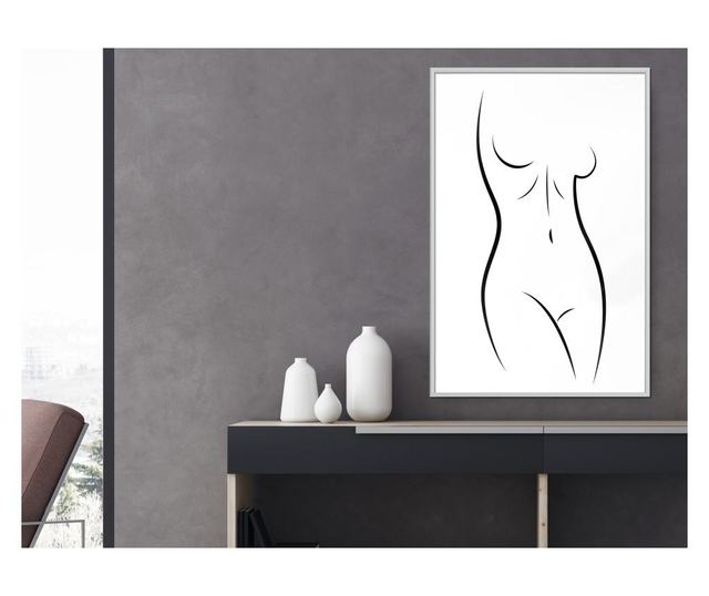 Tablou poster Artgeist, Minimalist Nude, Rama alba, 40 x 60 cm